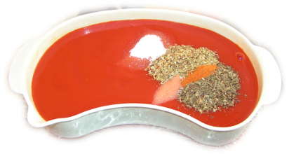 sok pomidorowy, cukier, oregano, bazylia, pieprz cayen chili, sól
